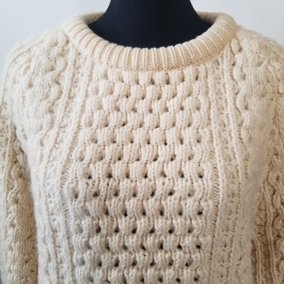 IRISH COUNTRY KNITWEAR IRELAND Vintage Wool Fisherman Sweater Size 42 Medium - Picture 2 of 5